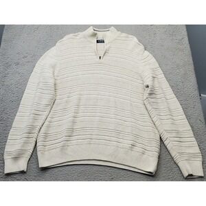 Chaps Pullover Sweater Mens 2XL Tan Knit Cotton‎ Blend Raglan Sleeve Quarter Zip